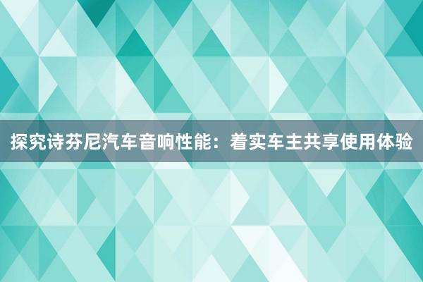 探究诗芬尼汽车音响性能：着实车主共享使用体验