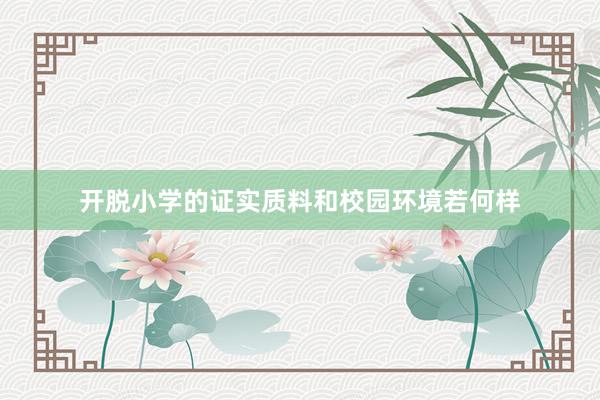 开脱小学的证实质料和校园环境若何样