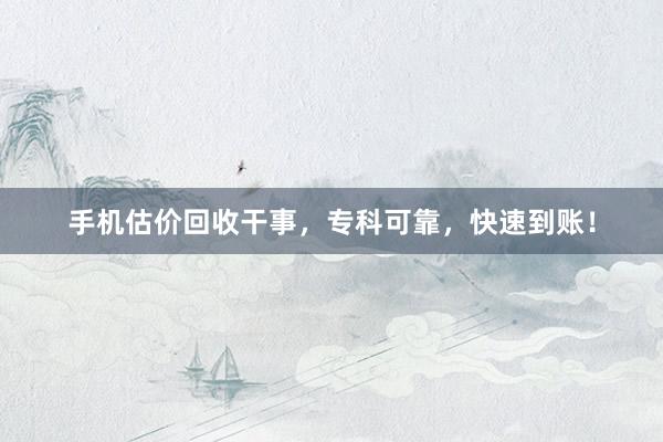 手机估价回收干事，专科可靠，快速到账！